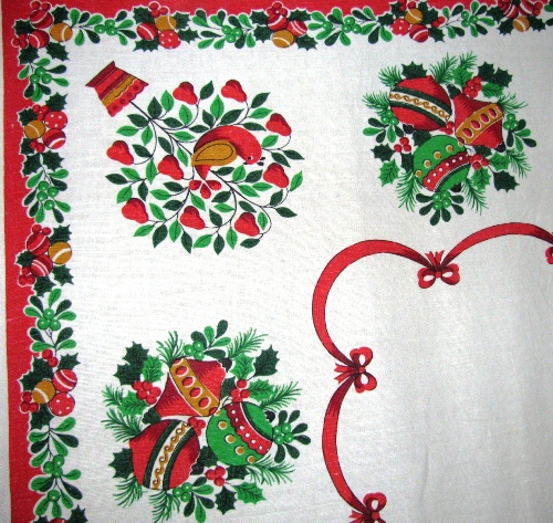 Ornaments on Christmas Tablecloth