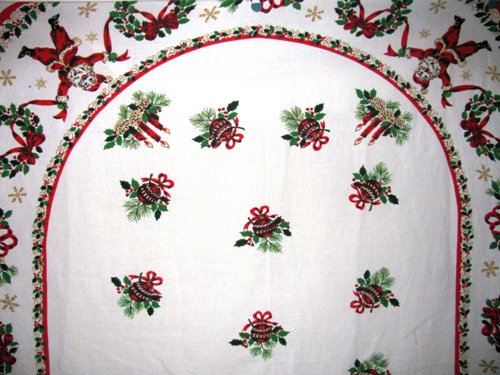 Jolly Santa Christmas Tablecloth Vintage