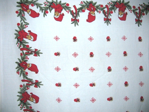 Vintage Pixie Elves Christmas Tablecloth