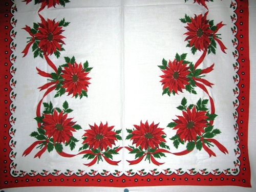 Poinsettias on Tablecloth