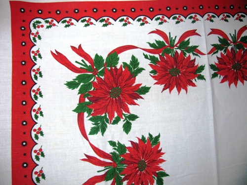 Poinsettia Tablecloth Christmas