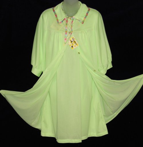 Celanese Lime Green Peignoir Babydoll Set