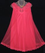 Vintage Vanity Fair Hot Red Pink Peignoir Babydoll