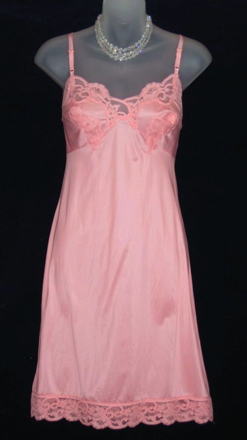 Kayser Pink Deco Lace Vintage Full Slip