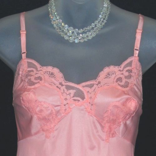 Vintage Kayser Deep Confection Pink Deco Lace Nylon Full Slip