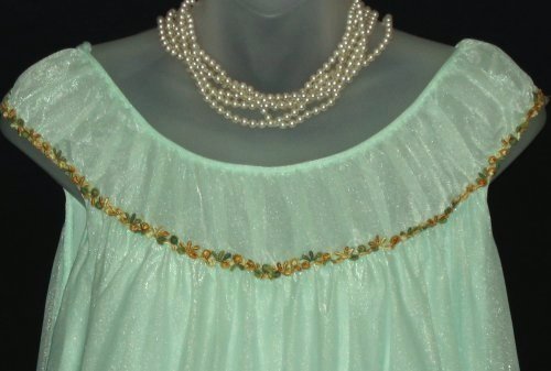 Vintage Edward Saykaly Shimmery Green Nightgown