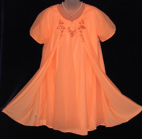 Molyclaire Tangerine Orange Chiffon Babydoll Peignoir