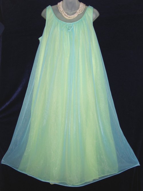 Vintage Molyclaire Triple Chiffon Three Color Nightgown - RARE