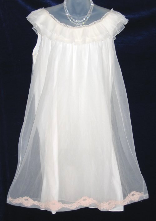 Vintage Vanity Fair Cream Chiffon Crystal Pleat