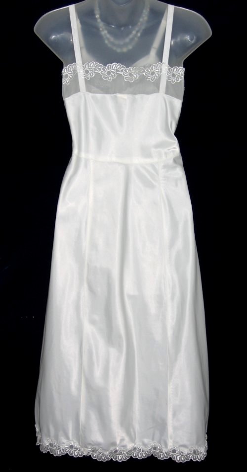 Vintage Gay-Lure White Taffeta Chiffon Full Slip