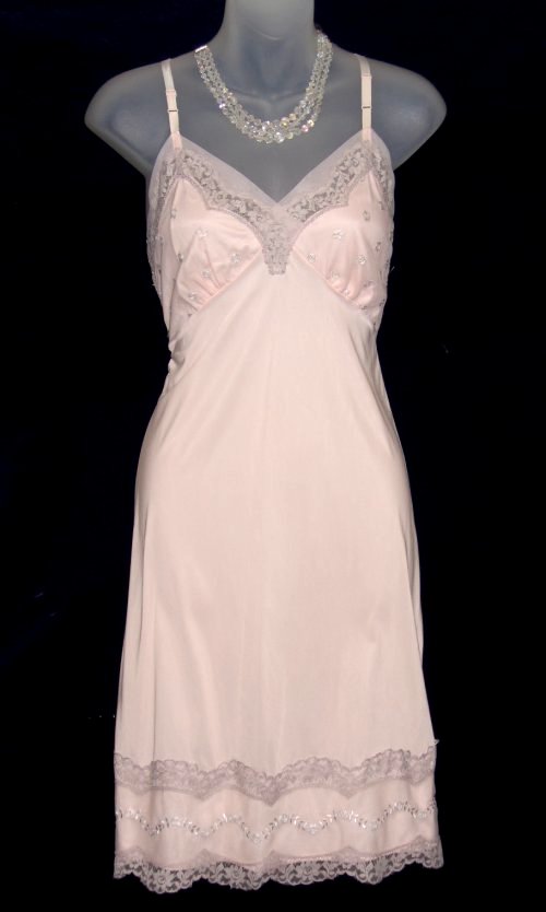 Kayser Blush Chiffon Lace Nylon Full Slip