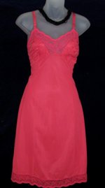 Vanity Fair Red Chiffon Embroidered Slip