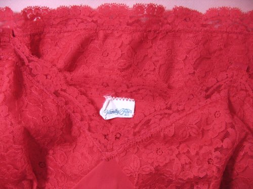 Red Lace on Vintage Vanity Fair Full Slip