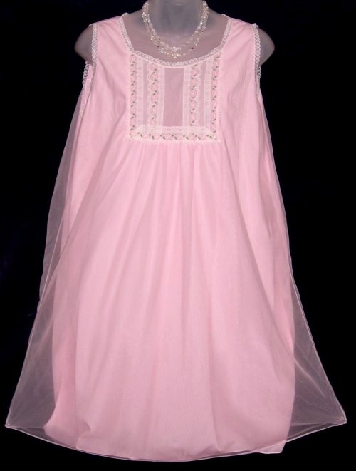 Patricia Sheer Chiffon Pink Babydoll Peignoir