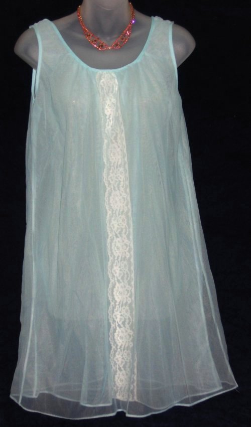 Double Chiffon Shadowbox Lace Nightgown