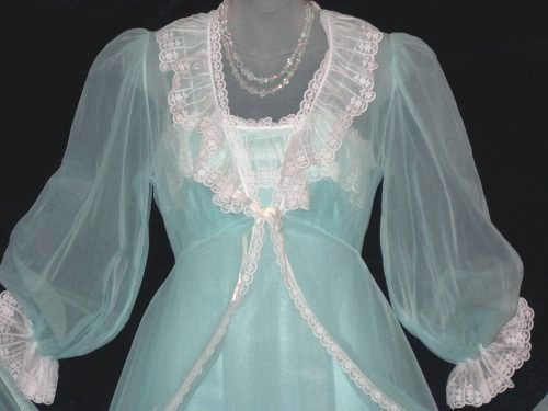 Vintage Kayser Blue Chiffon Peignoir Set