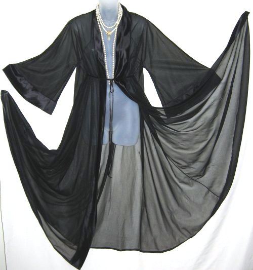 Cahill Sheer Black Chiffon Peignoir