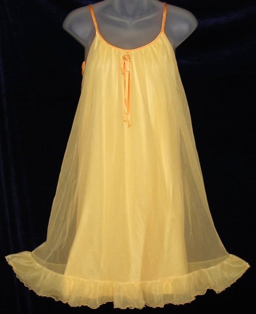 French Maid Tangerine Orange Chiffon Nightgown