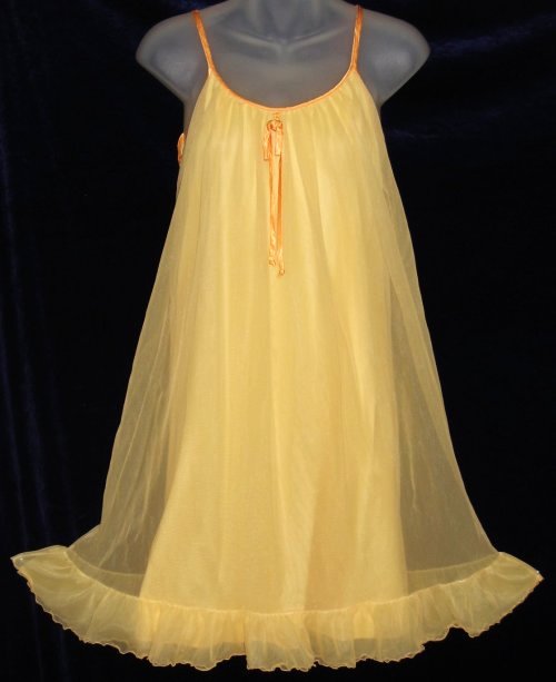 French Maid Tangerine Orange Chiffon Nightgown