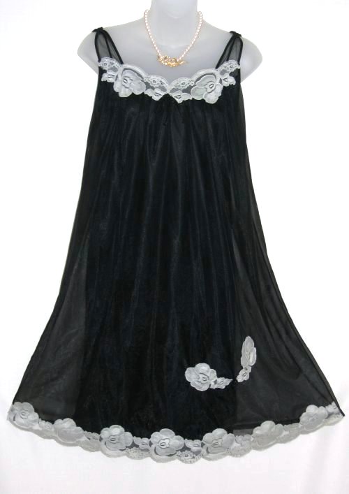 Vintage Black Chiffon Babydoll Louis Jean