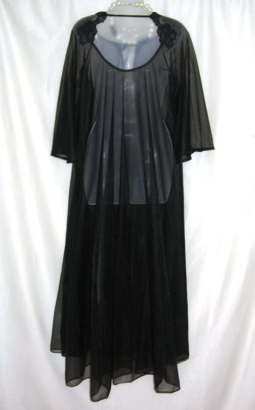 Cahill Sheer Black Peignoir Back View