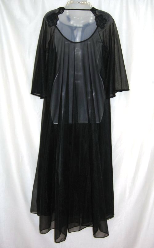 Cahill Sheer Black Peignoir Back View