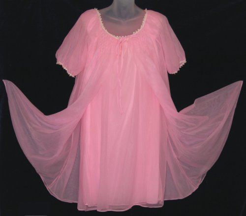 Vintage Pink Babydoll Peignoir Set