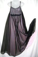 Linda Underlovelies Black Pink Chiffon Nightgown