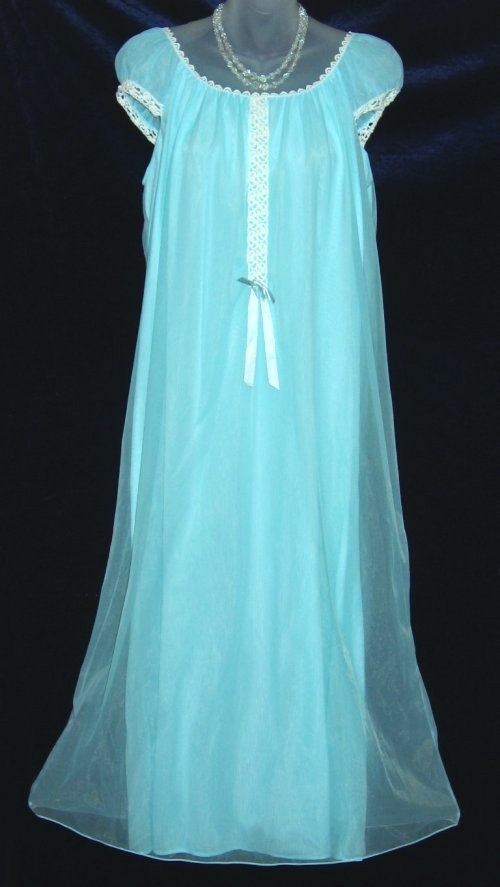 Vintage Lov'Lee Blue Chiffon Nightgown