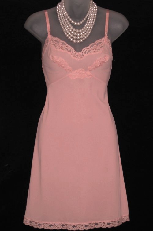 Vintage Kayser Peach Lace Full Slip