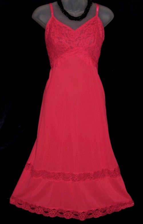 Kayser Red Double Lace Maxi Nylon Slip