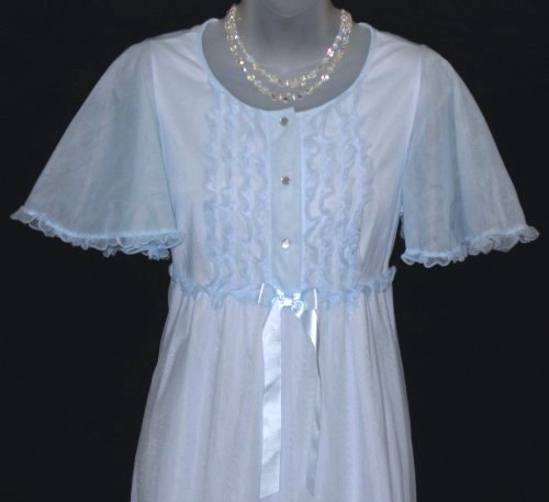 Vintage Blue Chiffon Nightgown
