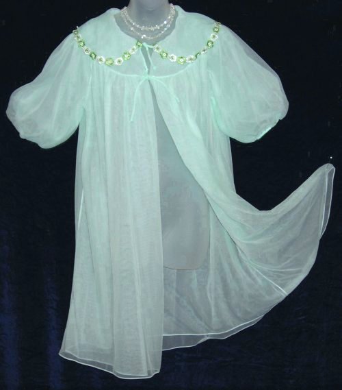 Green Peignoir Robe La Loire Double Chiffon