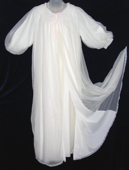 Vintage Bridal White Chiffon Peignoir Set