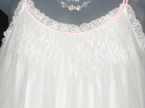 White Smocking on Vintage Peignoir