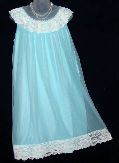 Dorsay Blue Chiffon Babydoll Nightgown