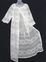 White Lace Peignoir with Blue Nylon Nightgown