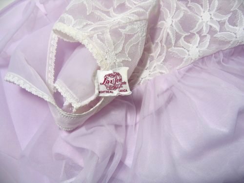 Lov'Lee Montreal Canada Tag Label on Lilac Baby Doll
