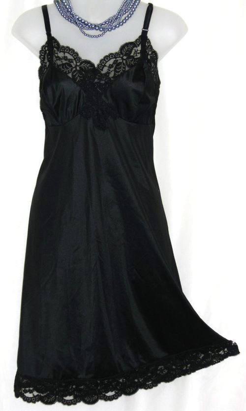 Black Lace Nylon Gay-Lure Full Slip