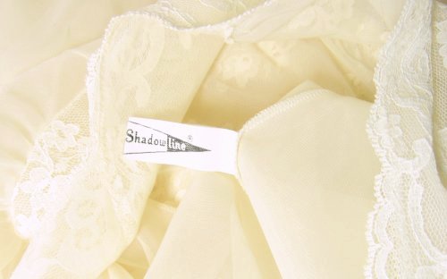 Shadowline Tag Label on Cream Peignoir