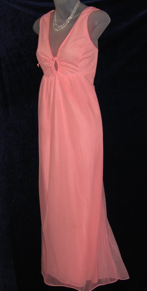 Vintage Chiffon Nylon Peach Nightgown