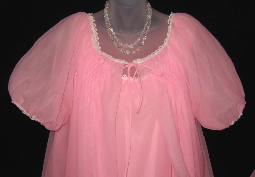 Puffy Short Sleeves Pink Chiffon