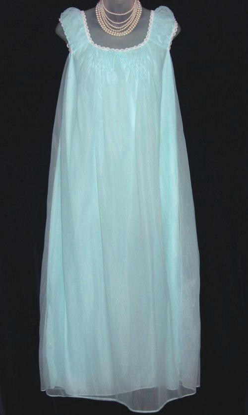 Aqua Blue Chiffon Nightgown Edward Saykaly