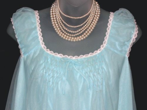 Vintage Smocked Blue Nightgown by Edward Saykaly