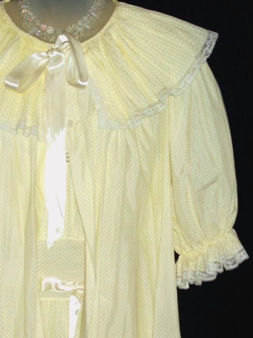 Yellow Polka Dot Mini Pleated Peignoir Set