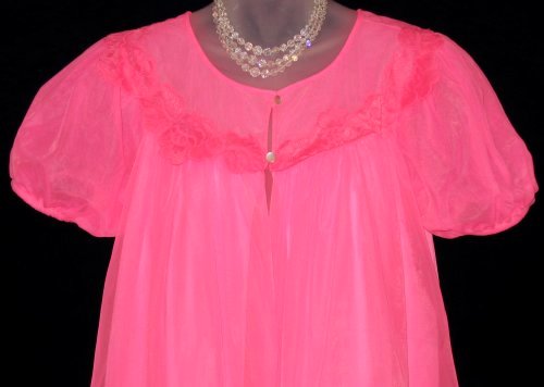 Hot Pink Babydoll Chiffon Peignoir