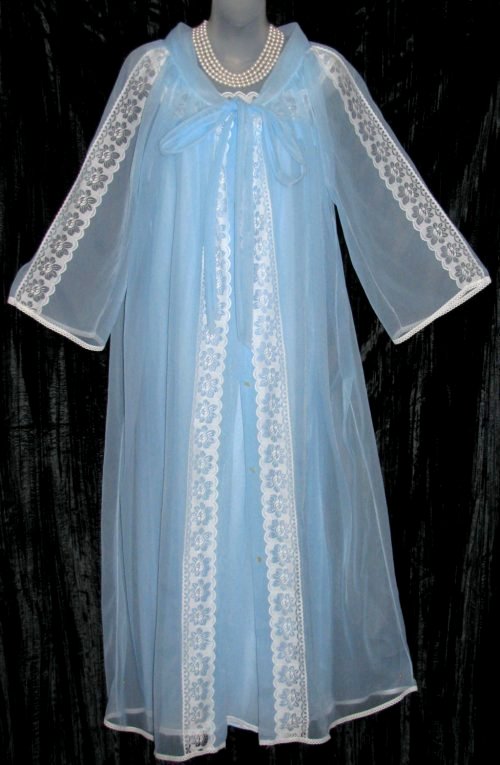 Sky Blue Sheer Chiffon Peignoir Set