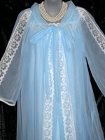 Dore Blue Lace Chiffon Peignoir