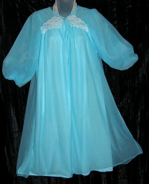 Blue Chiffon Babydoll Peignoir Vintage Gay-Lure