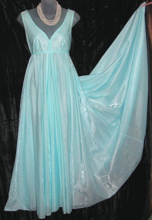 Shimmery Green Empire Waist Grecian Nightgown